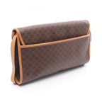 Celine Shoulder Bag Flap Macadam Brown Canvas Leather
