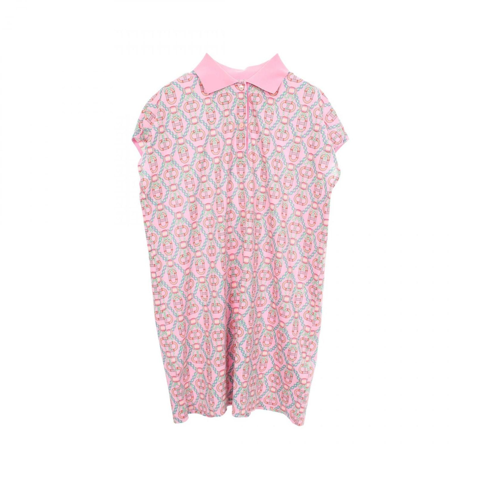 Hermes Dress Kanoe Polo Shirt French Sleeve All Over Pattern Cotton