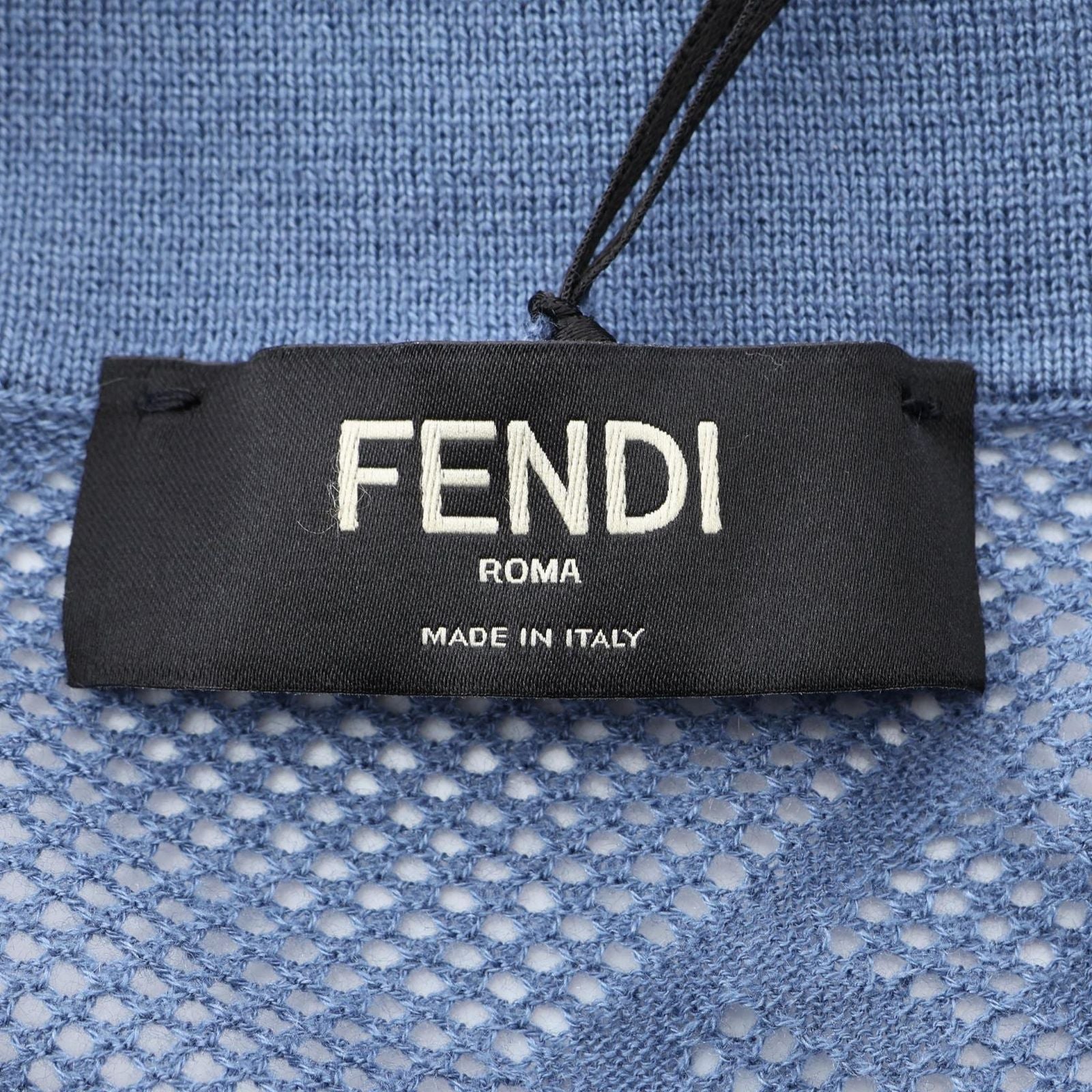 Fendi Polo Shirt FF Logo All Over Pattern Mesh Knit Silk Cashmere — view 3