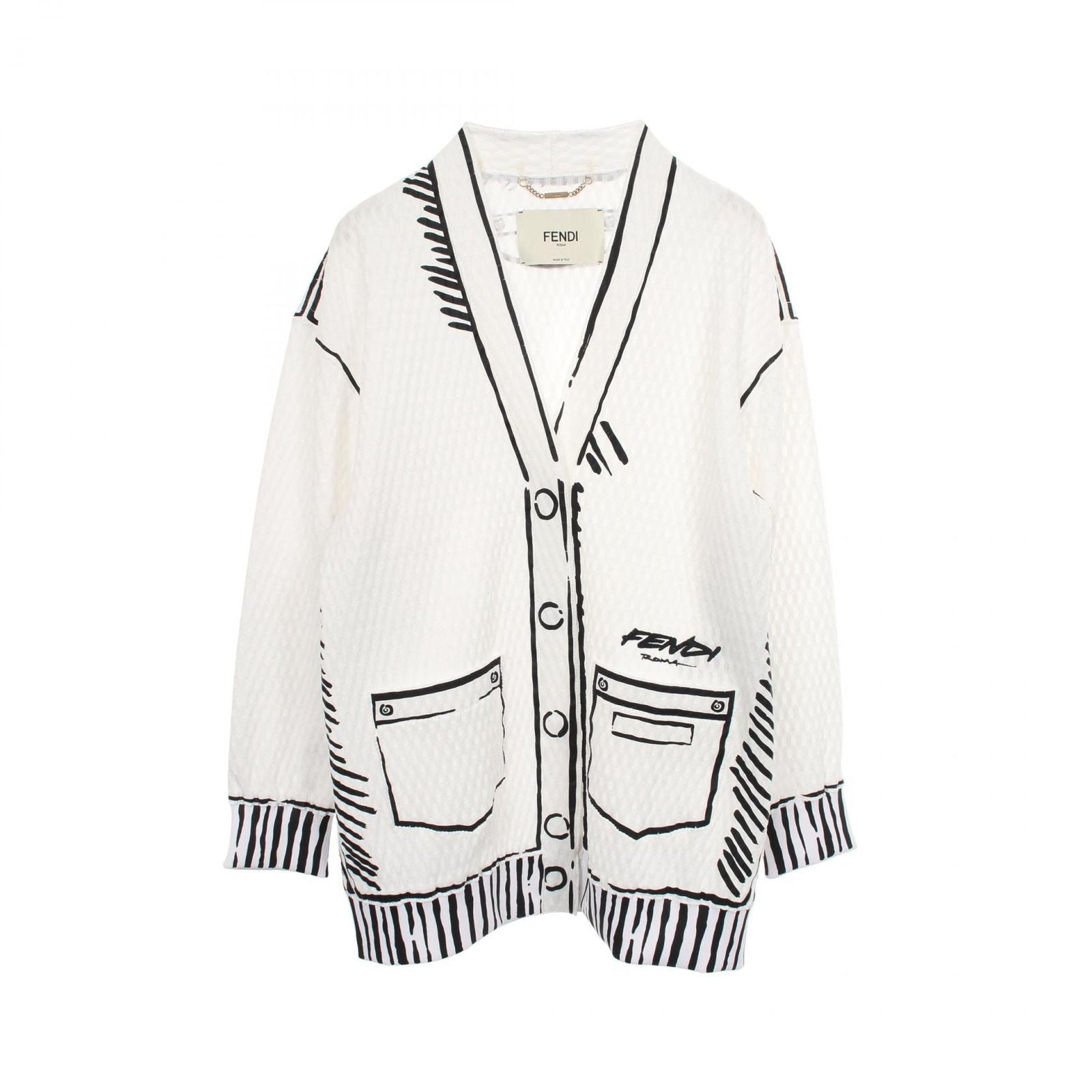 Fendi Cardigan Illustration Style Joshua Vidas Collaboration