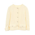 Chanel Collarless Jacket CC Logo Bijou Button Tweed