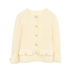 Chanel Collarless Jacket CC Logo Bijou Button Tweed