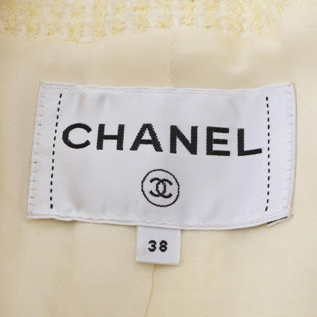 Chanel Collarless Jacket CC Logo Bijou Button Tweed — view 3