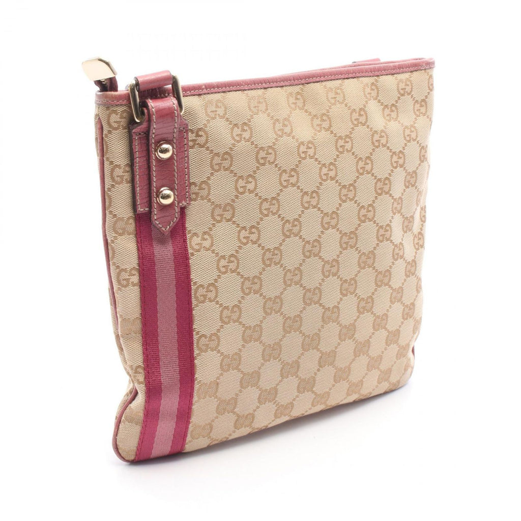 Gucci Shoulder Bag GG Canvas Charm Beige Pink