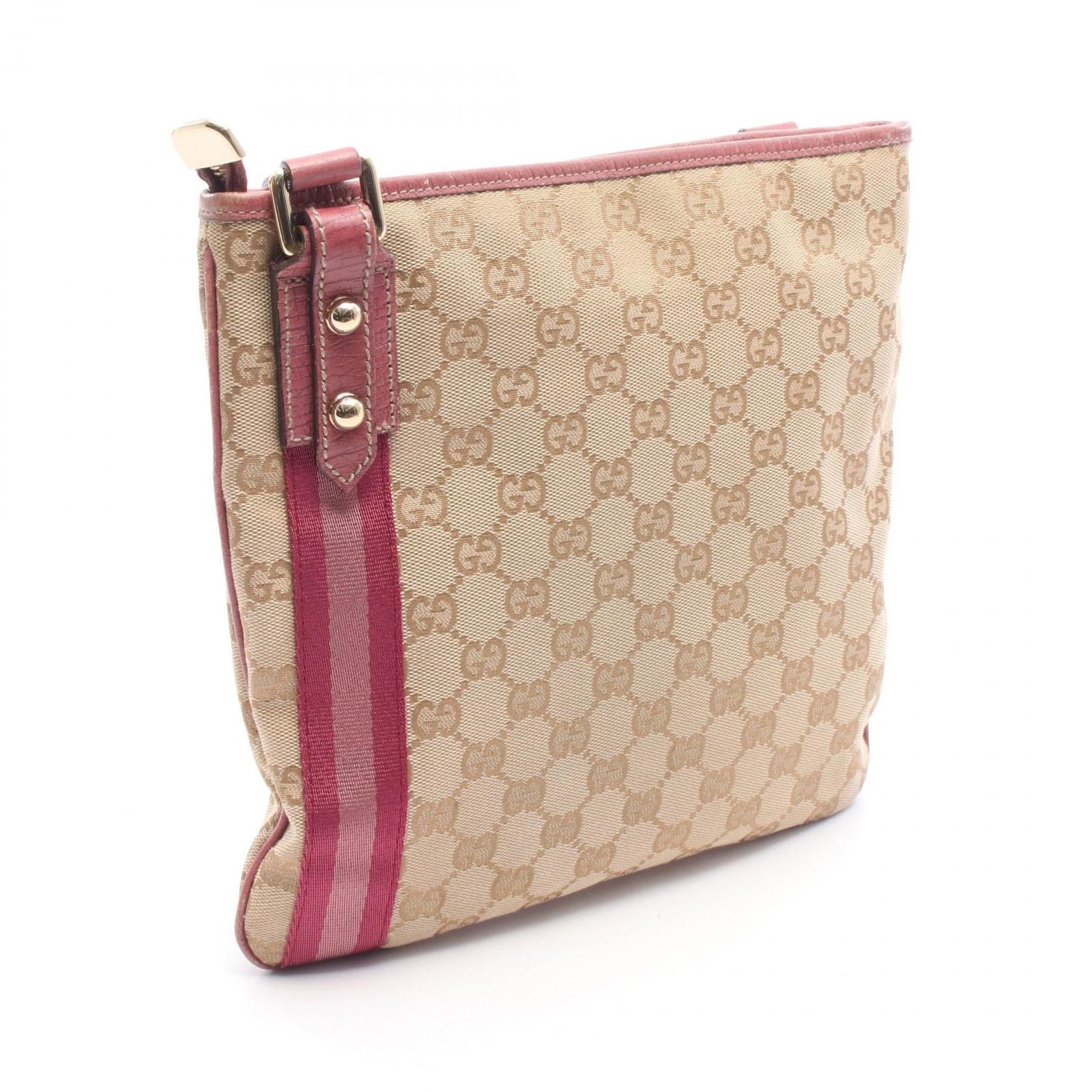 Gucci Shoulder Bag GG Canvas Charm Beige Pink