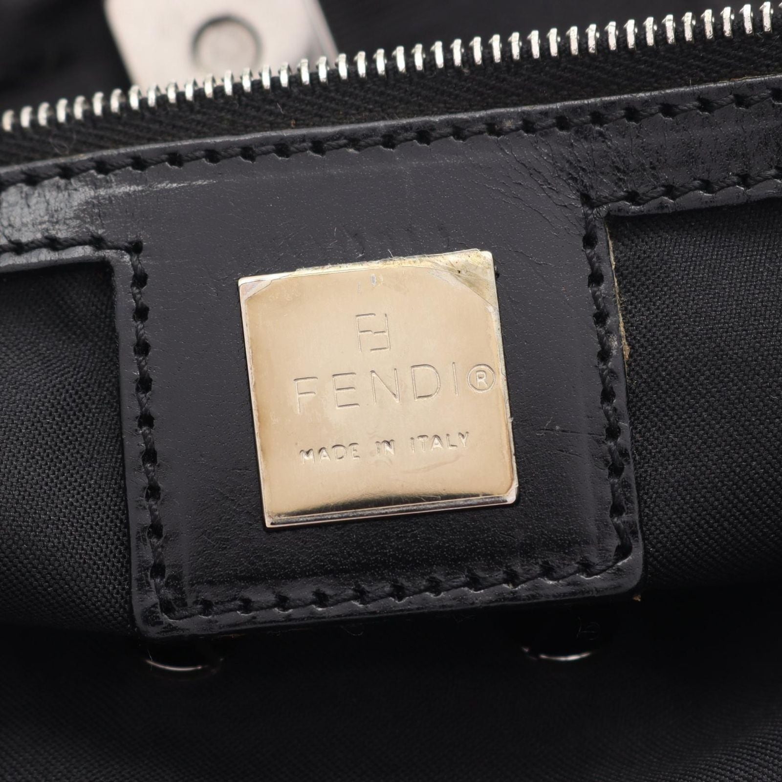 Fendi Tote Bag Zucca Black Nylon Leather