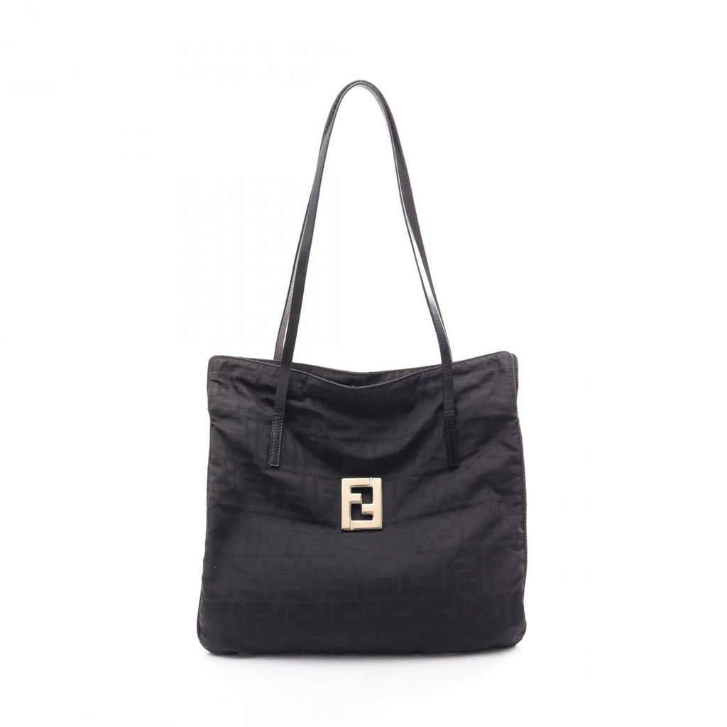 Fendi Tote Bag Zucca Black Nylon Leather