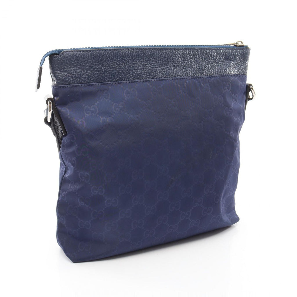 Gucci Shoulder Bag GG Pattern Blue Nylon Leather