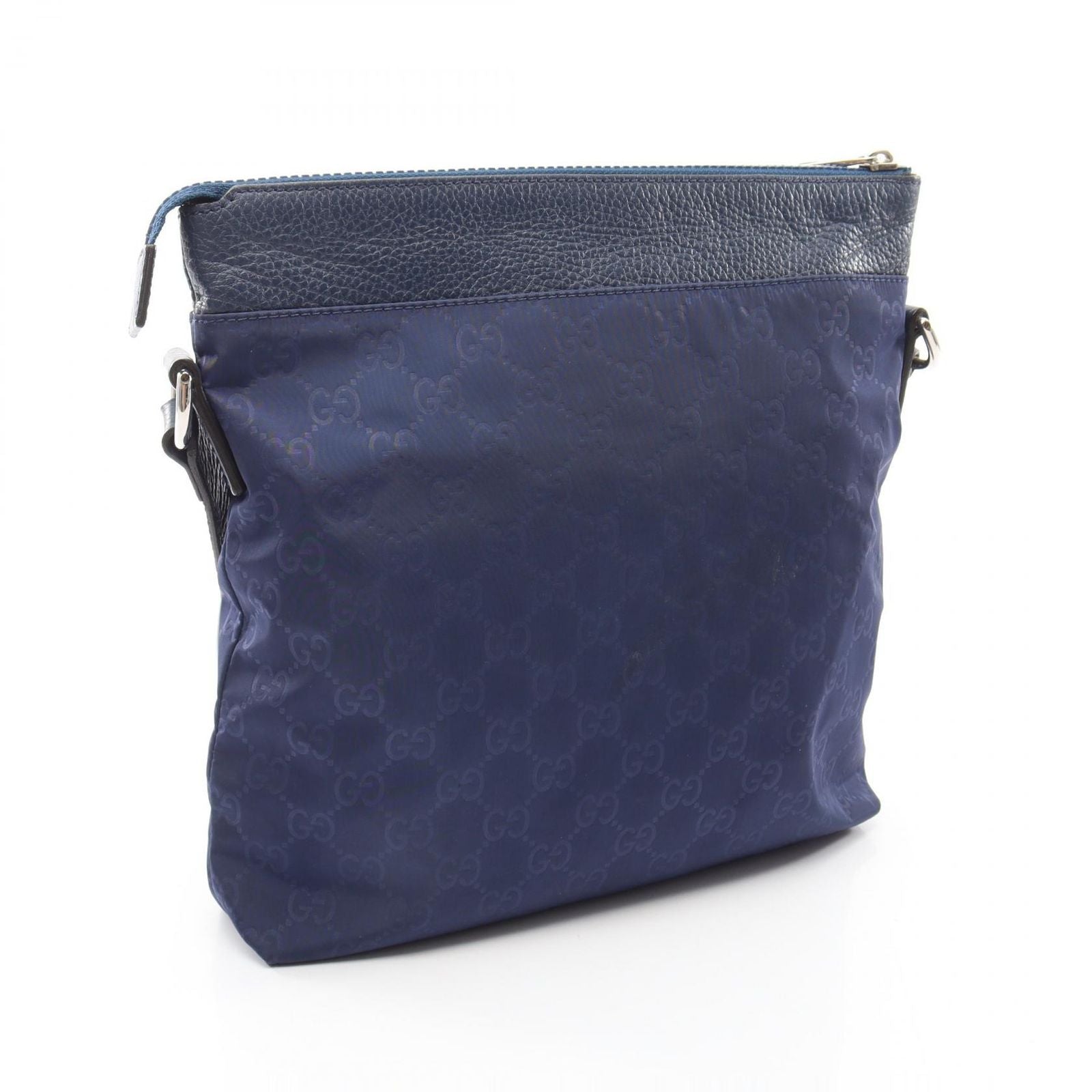Gucci Shoulder Bag GG Pattern Blue Nylon Leather