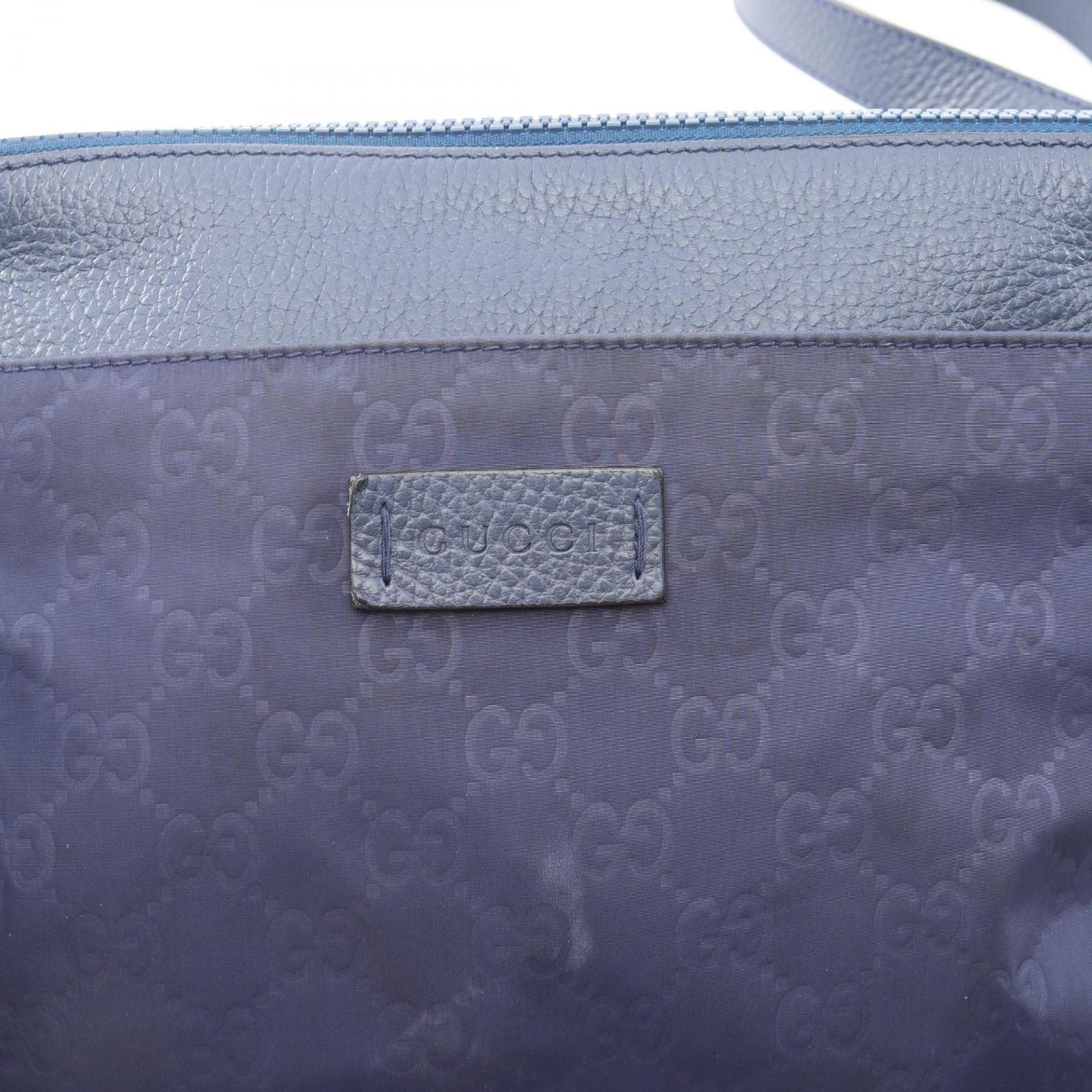 Gucci Shoulder Bag GG Pattern Blue Nylon Leather