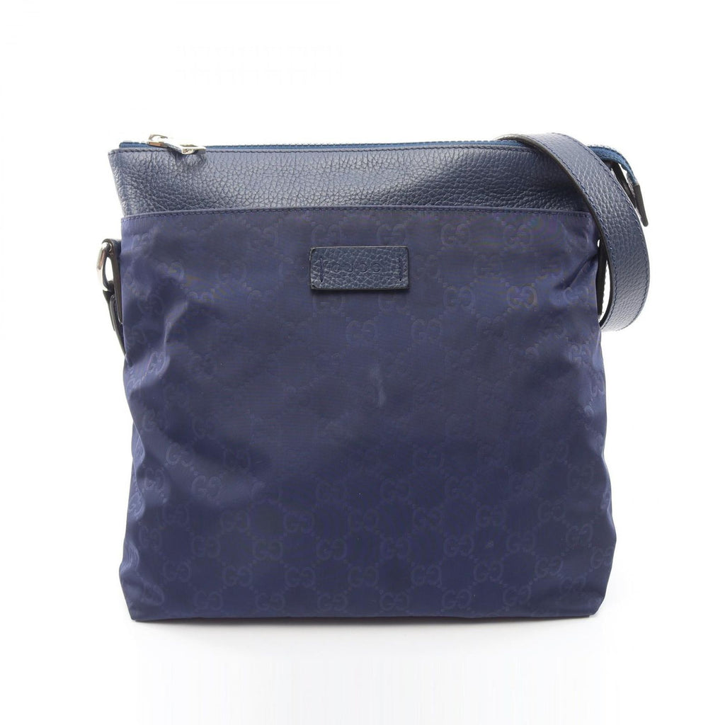 Gucci Shoulder Bag GG Pattern Blue Nylon Leather
