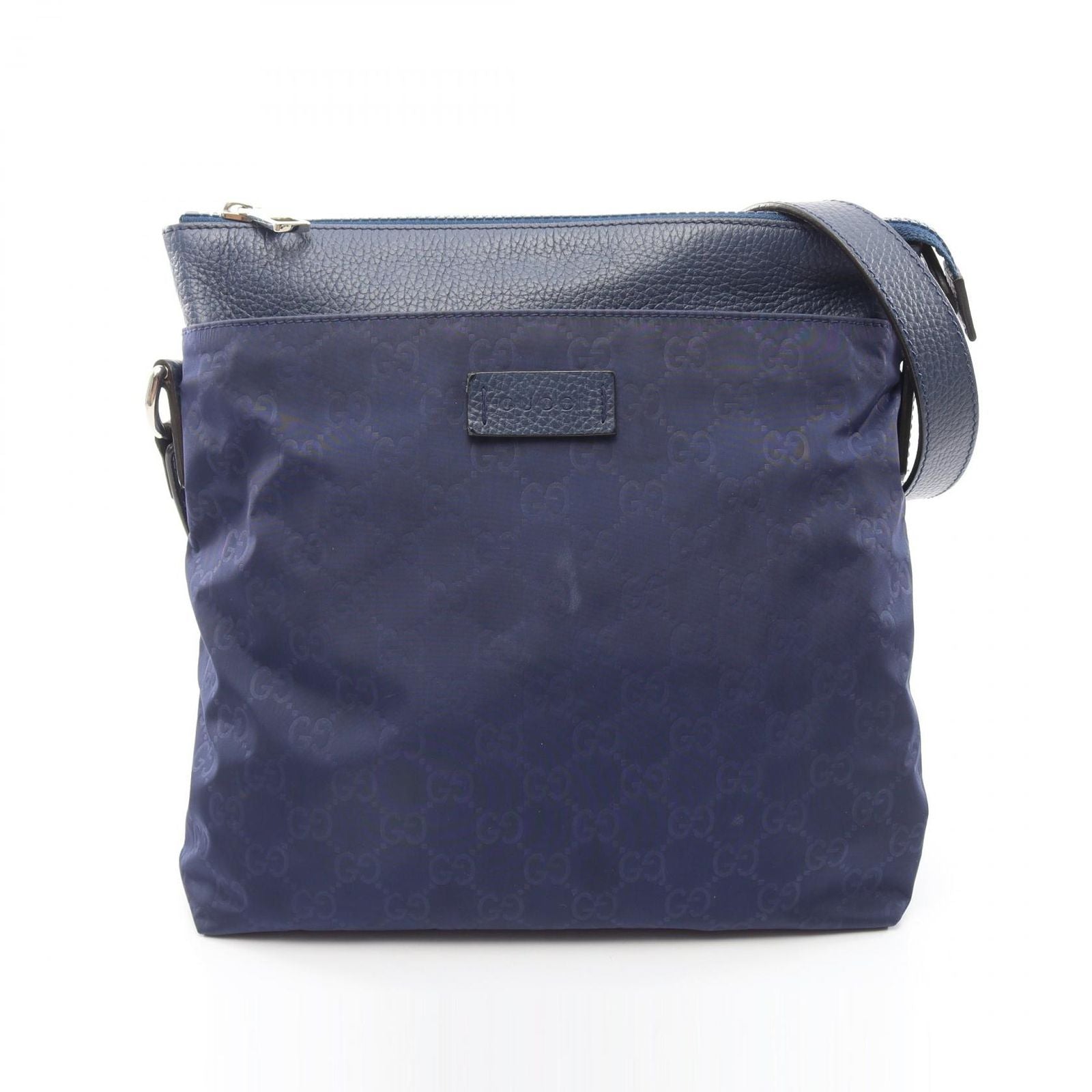 Gucci Shoulder Bag GG Pattern Blue Nylon Leather