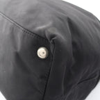 Prada Tote Bag Triangle Logo Black Nylon Saffiano Leather
