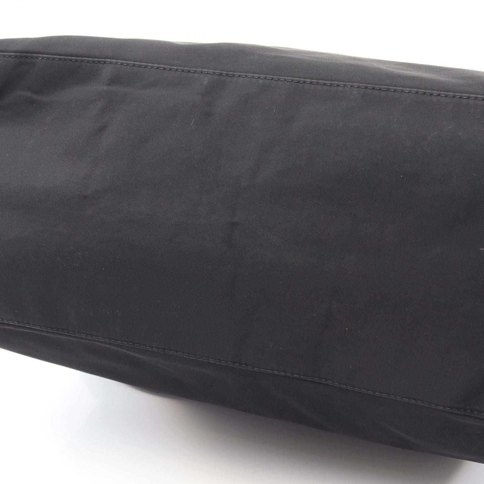 Prada Tote Bag Triangle Logo Black Nylon Saffiano Leather