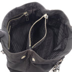Prada Tote Bag Triangle Logo Black Nylon Saffiano Leather