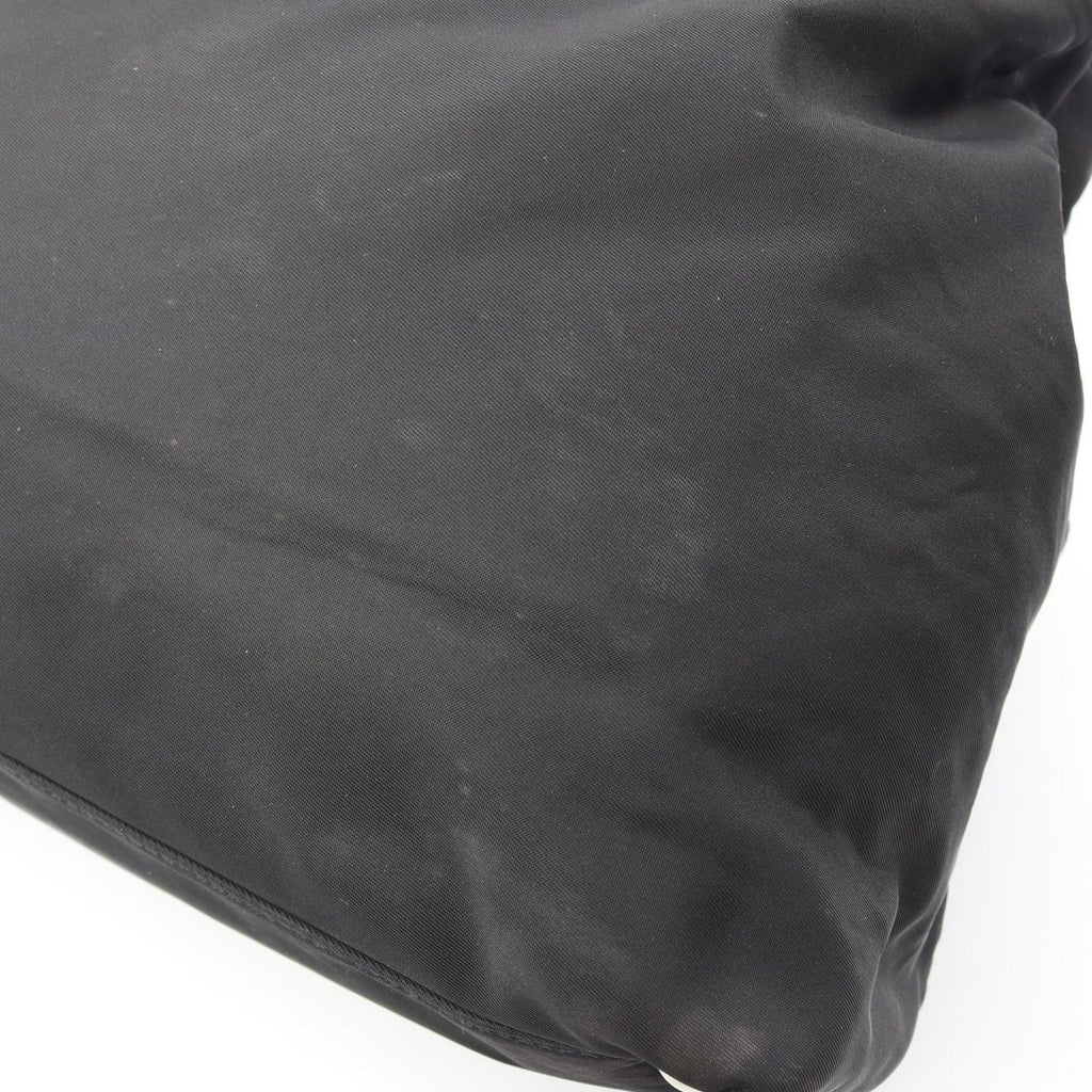 Prada Tote Bag Triangle Logo Black Nylon Saffiano Leather