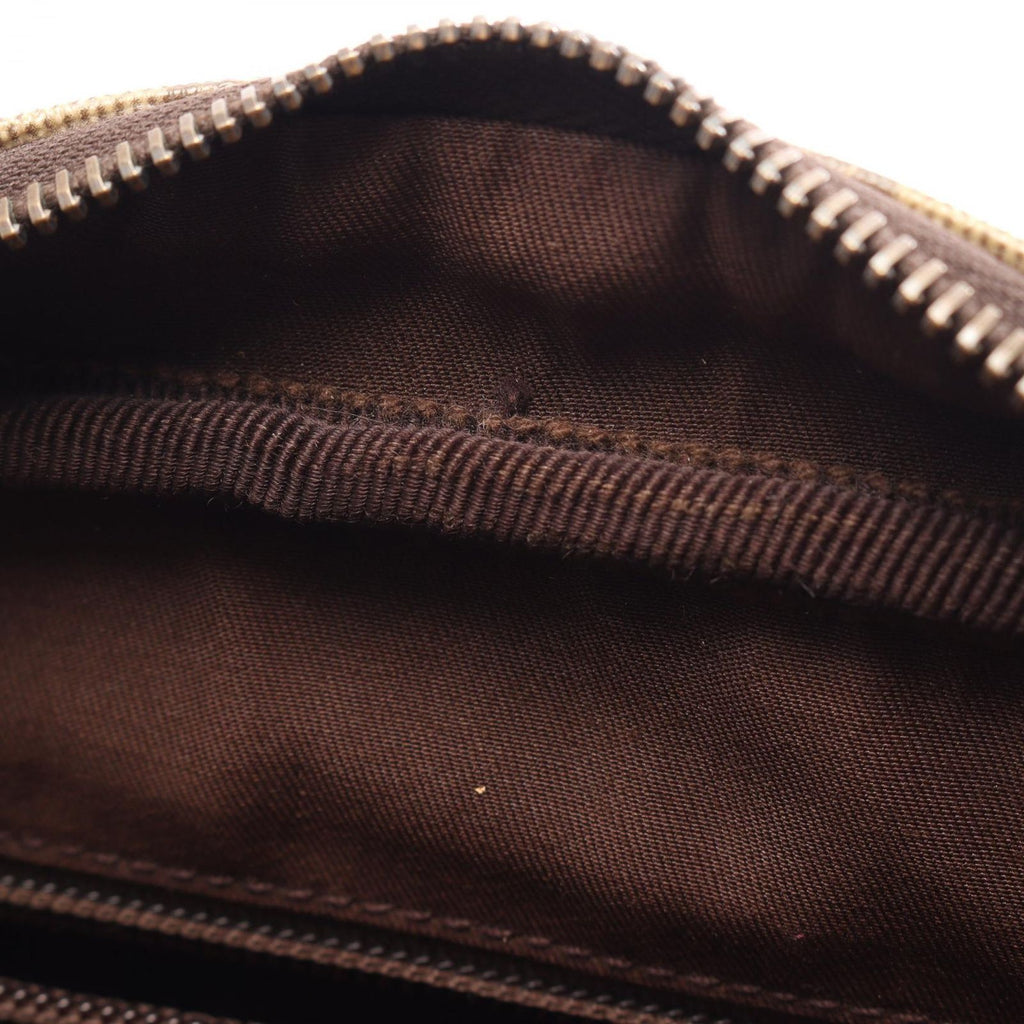 Gucci Shoulder Bag GG Plus Beige Brown Co Ting Canvas Leather Split