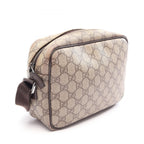 Gucci Shoulder Bag GG Plus Beige Brown Co Ting Canvas Leather Split