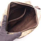 Gucci Shoulder Bag GG Plus Beige Brown Co Ting Canvas Leather Split