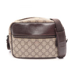 Gucci Shoulder Bag GG Plus Beige Brown Co Ting Canvas Leather Split