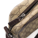 Gucci Shoulder Bag GG Plus Beige Brown Co Ting Canvas Leather Split