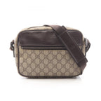 Gucci Shoulder Bag GG Plus Beige Brown Co Ting Canvas Leather Split