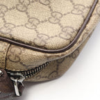 Gucci Shoulder Bag GG Plus Beige Brown Co Ting Canvas Leather Split