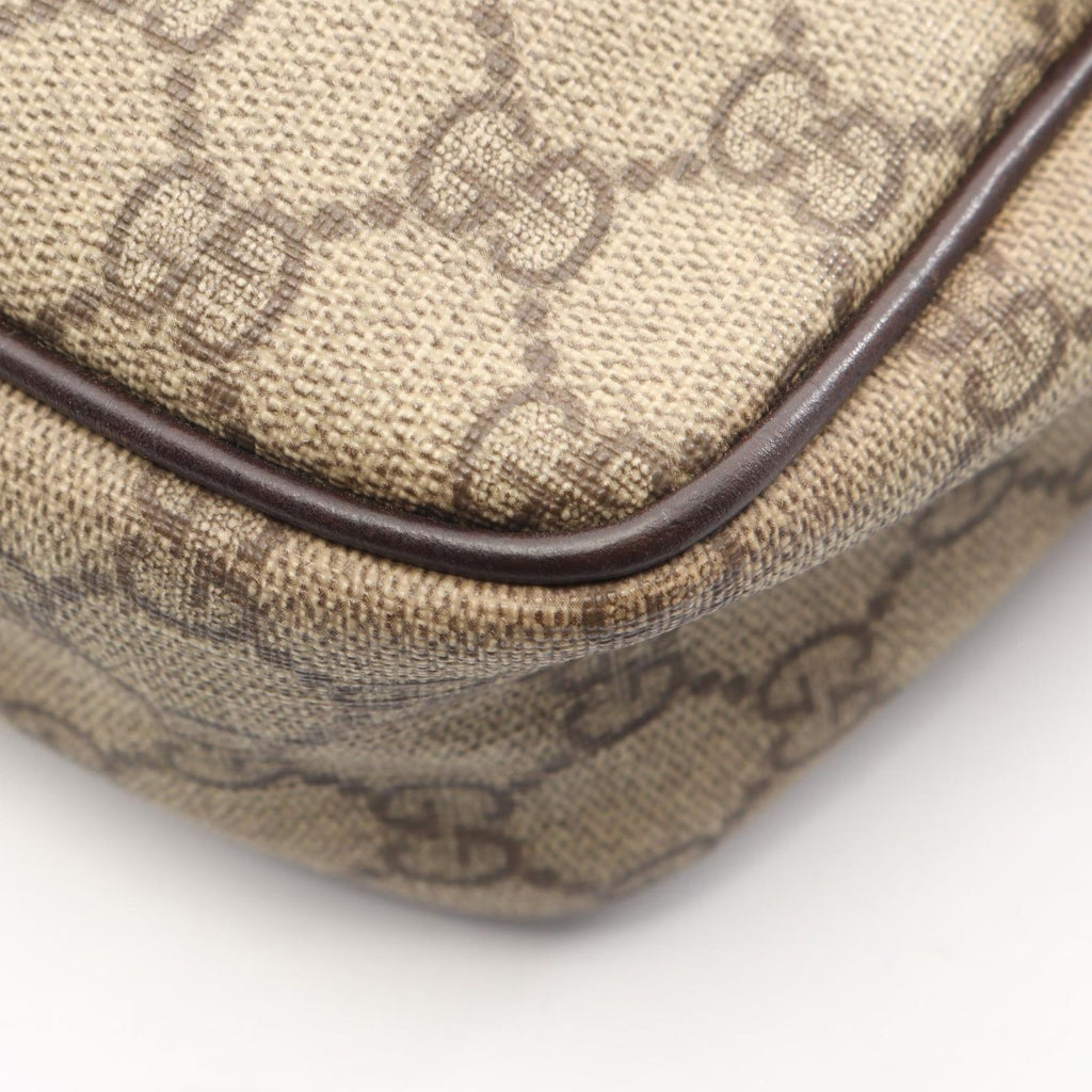 Gucci Shoulder Bag GG Plus Beige Brown Co Ting Canvas Leather Split