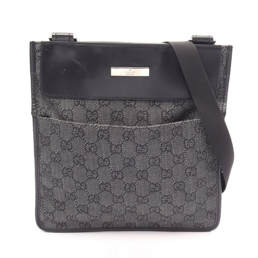 Gucci Shoulder Bag GG Canvas Gray Black