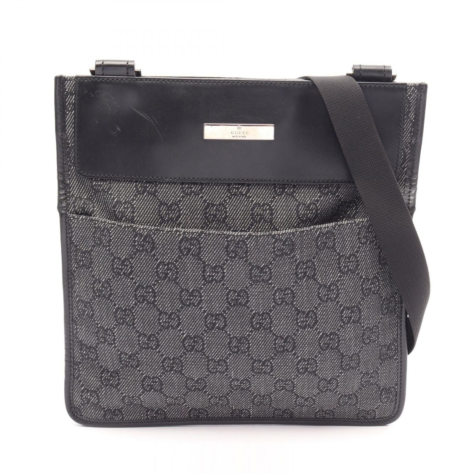 Gucci Shoulder Bag GG Canvas Gray Black