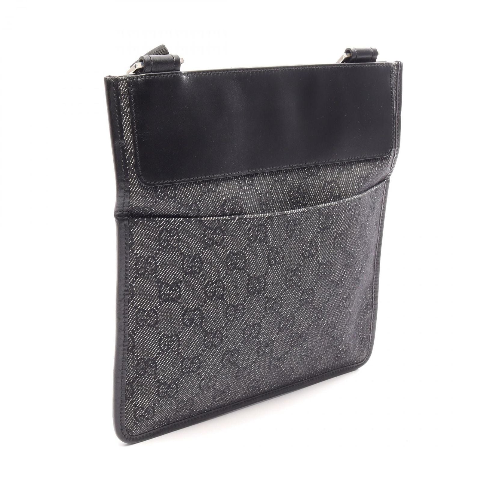 Gucci Shoulder Bag GG Canvas Gray Black