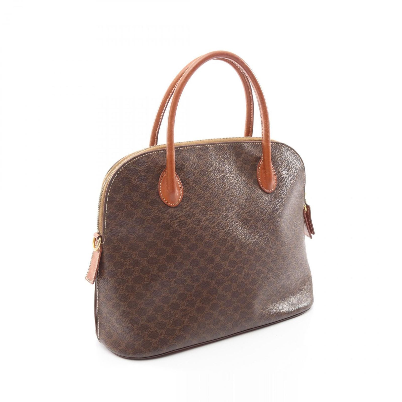 Celine Handbag Macadam Brown Canvas Leather