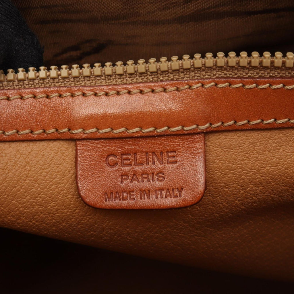 Celine Handbag Macadam Brown Canvas Leather
