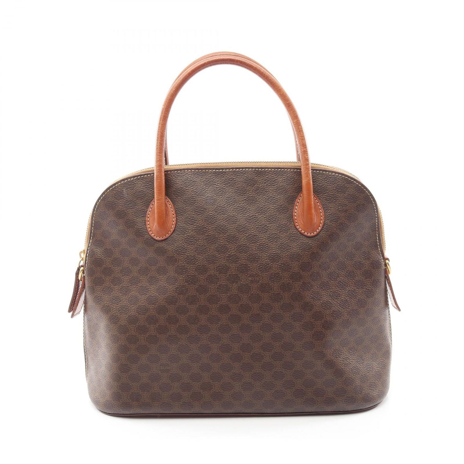 Celine Handbag Macadam Brown Canvas Leather