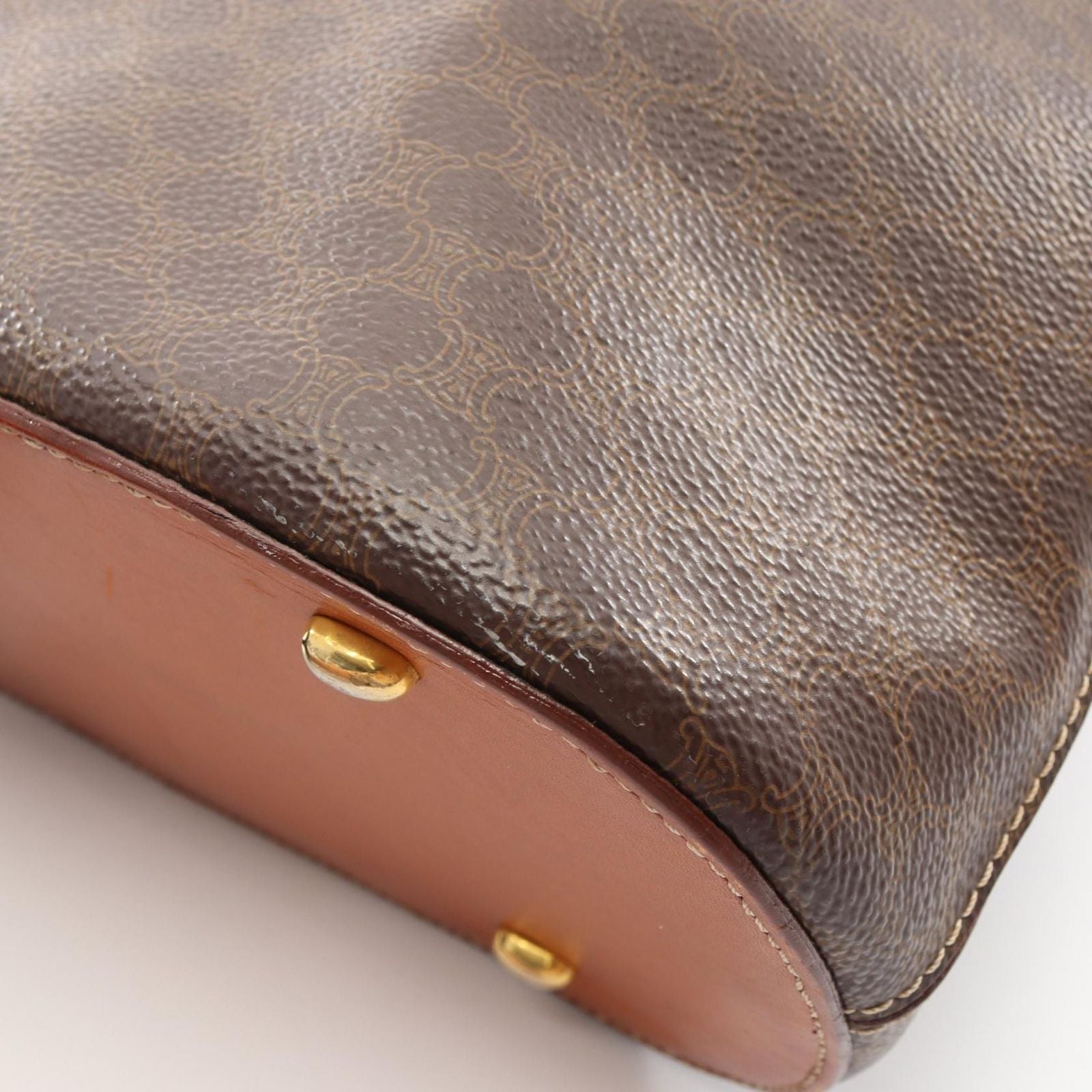 Celine Handbag Macadam Brown Canvas Leather