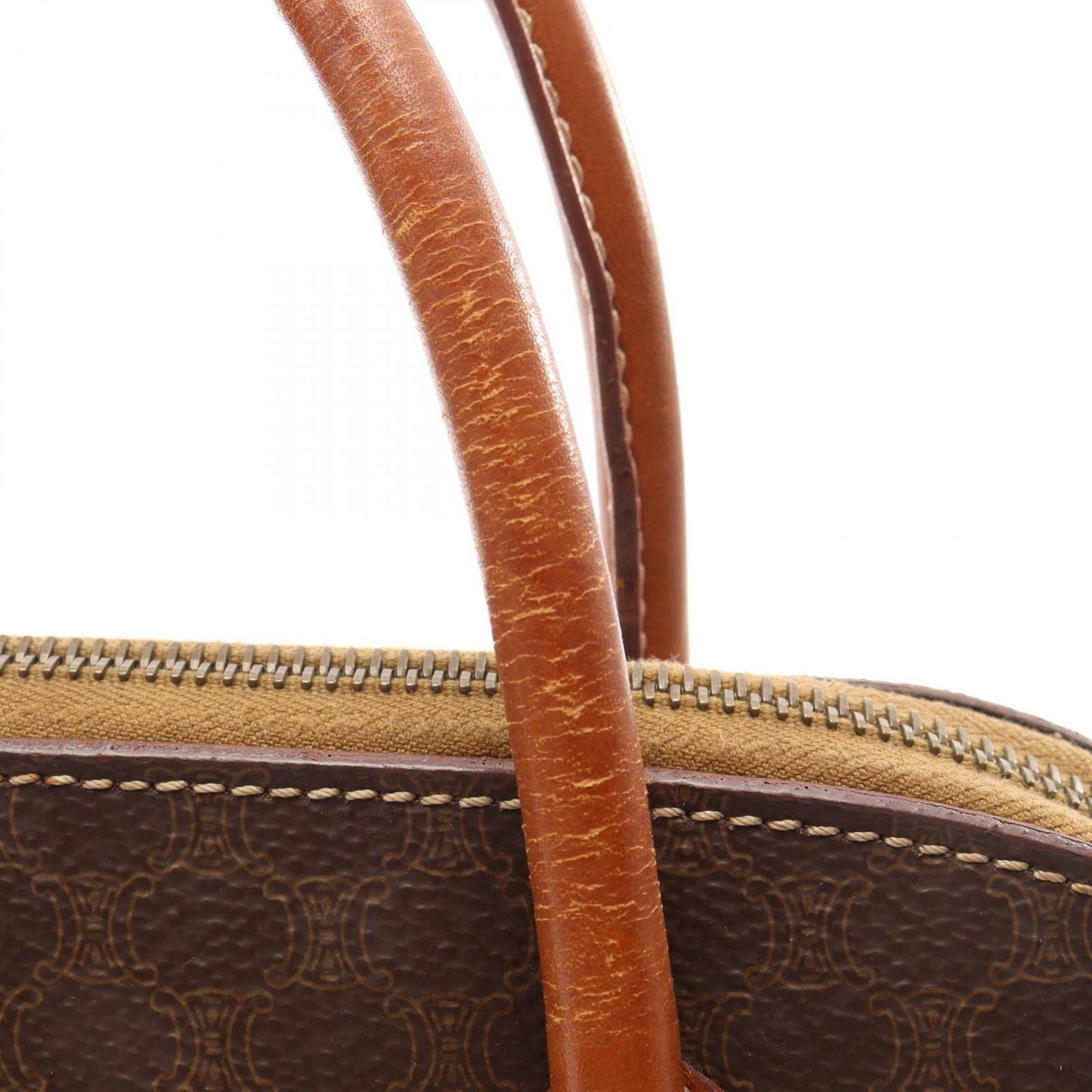 Celine Handbag Macadam Brown Canvas Leather