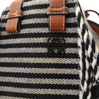 Loewe Handbag Hammock Small Fringe Border 2-Way White Black Leather Canvas