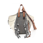 Loewe Handbag Hammock Small Fringe Border 2-Way White Black Leather Canvas