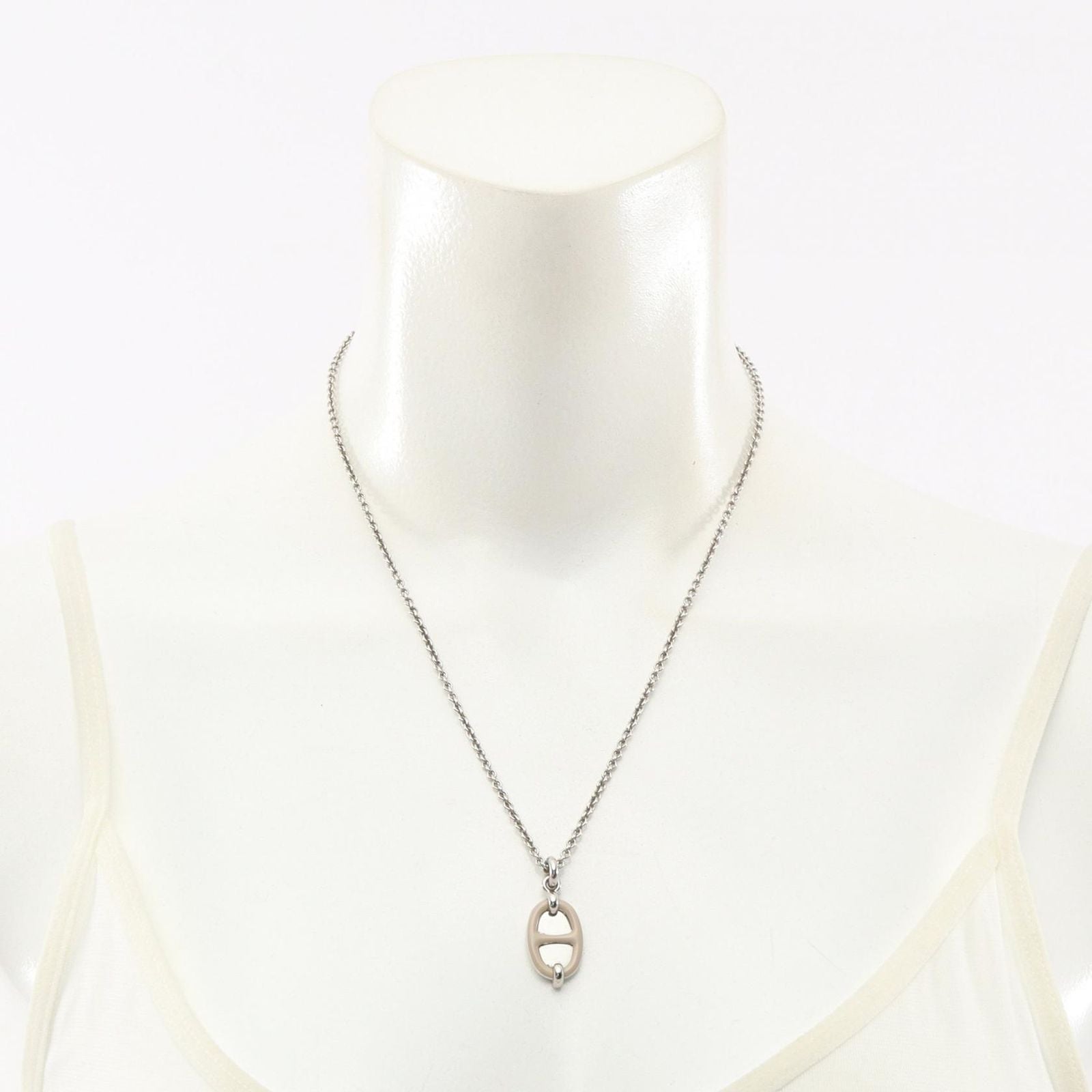 Hermes Necklace Chaine D'ancre Mini Maillon PM Brown Glasse Stainless Steel PM
