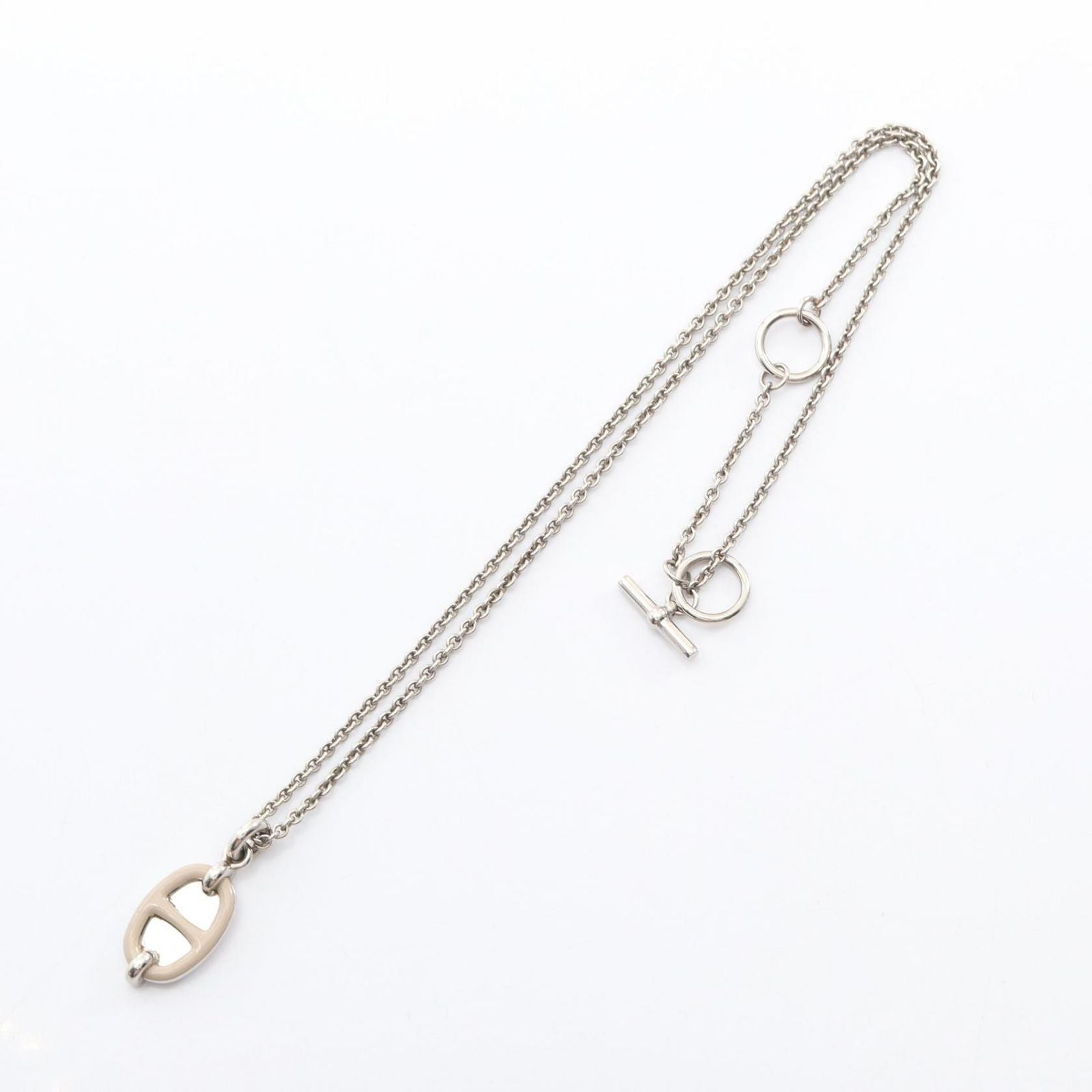 Hermes Necklace Chaine D'ancre Mini Maillon PM Brown Glasse Stainless Steel PM