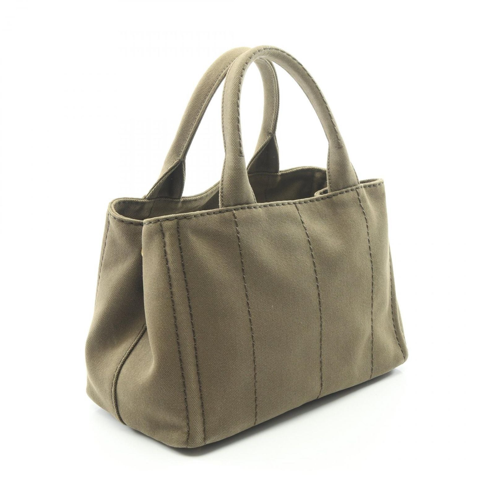 Prada Tote Bag Canapa Khaki Canvas Mini