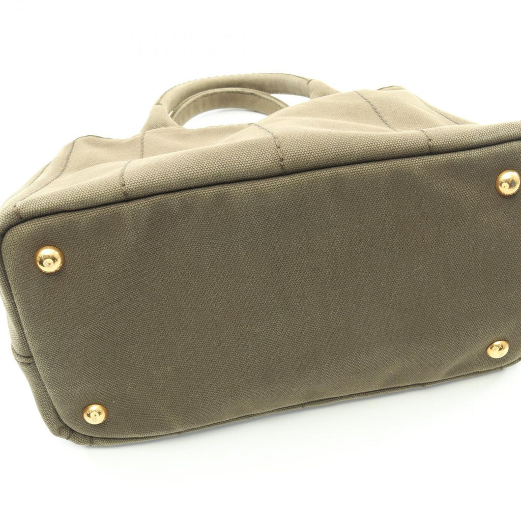 Prada Tote Bag Canapa Khaki Canvas Mini