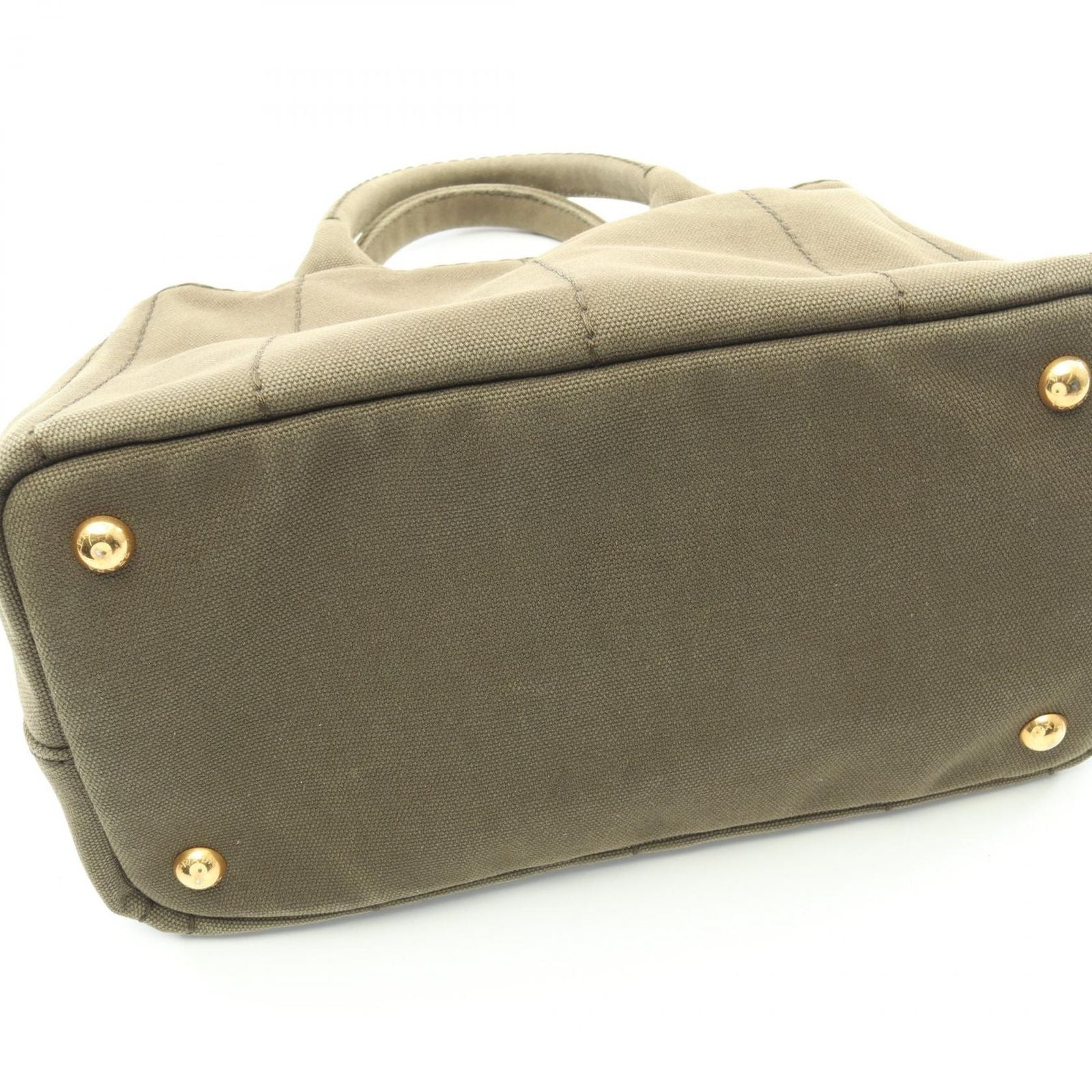 Prada Tote Bag Canapa Khaki Canvas Mini