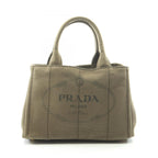 Prada Tote Bag Canapa Khaki Canvas Mini
