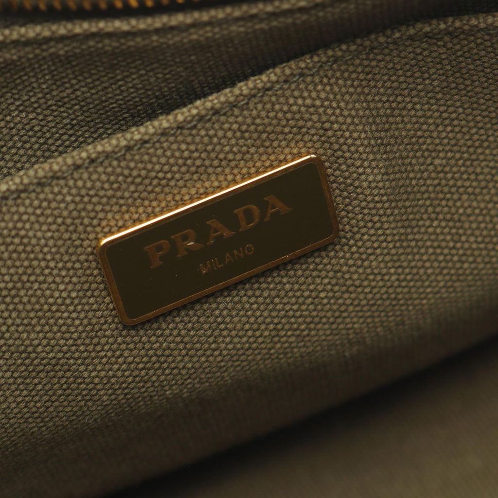 Prada Tote Bag Canapa Khaki Canvas Mini