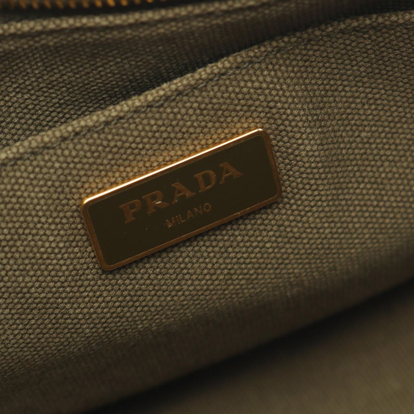 Prada Tote Bag Canapa Khaki Canvas Mini