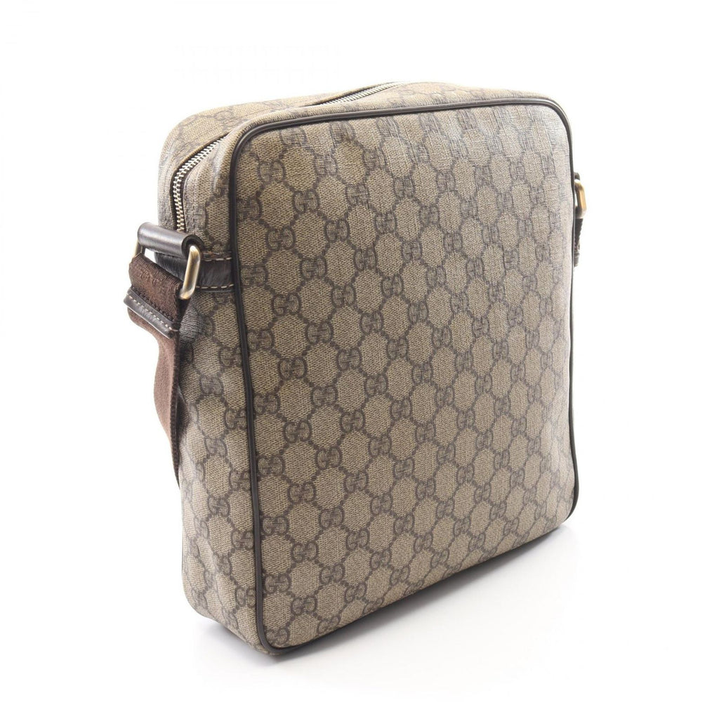Gucci Shoulder Bag GG Supreme Beige Brown Canvas Leather