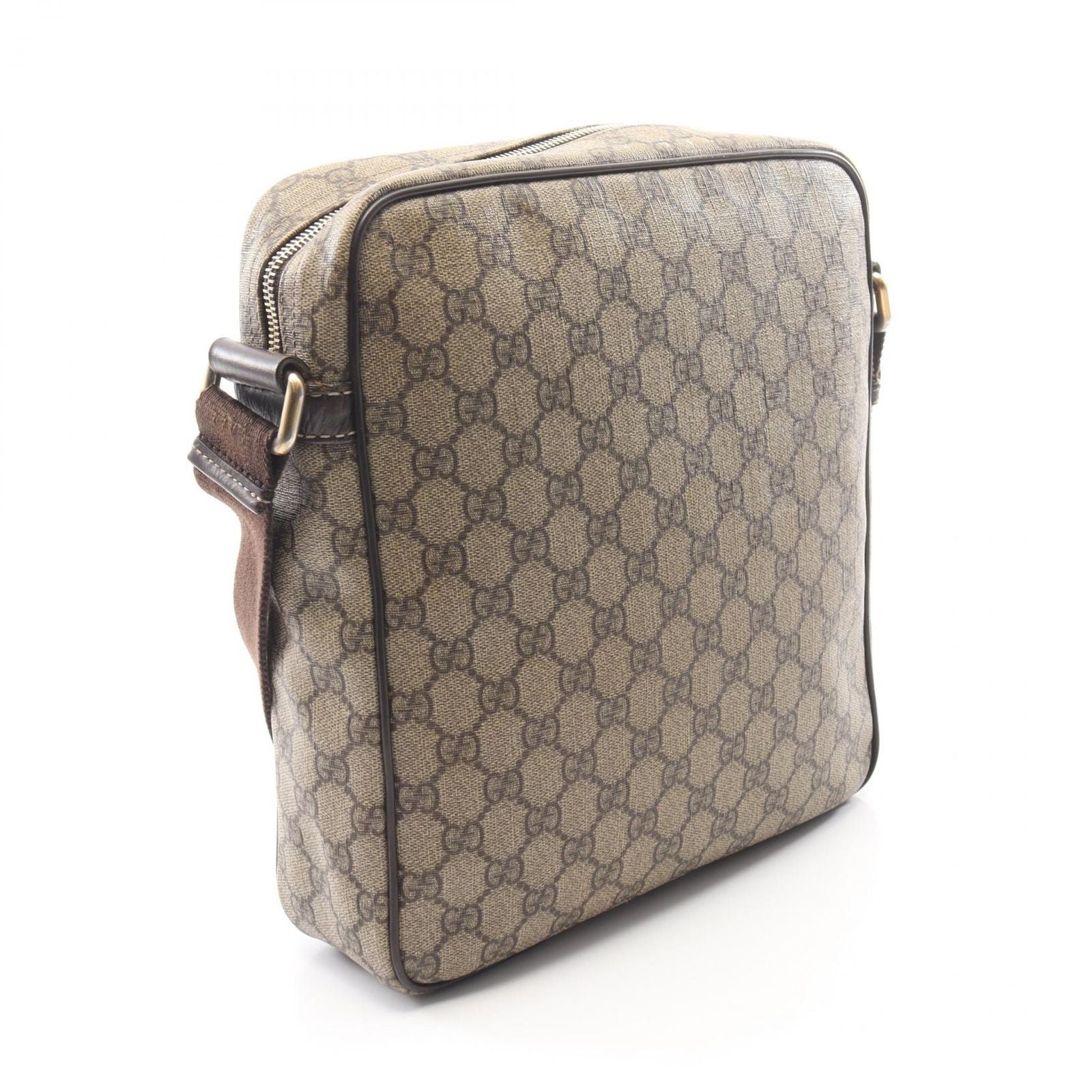 Gucci Shoulder Bag GG Supreme Beige Brown Canvas Leather