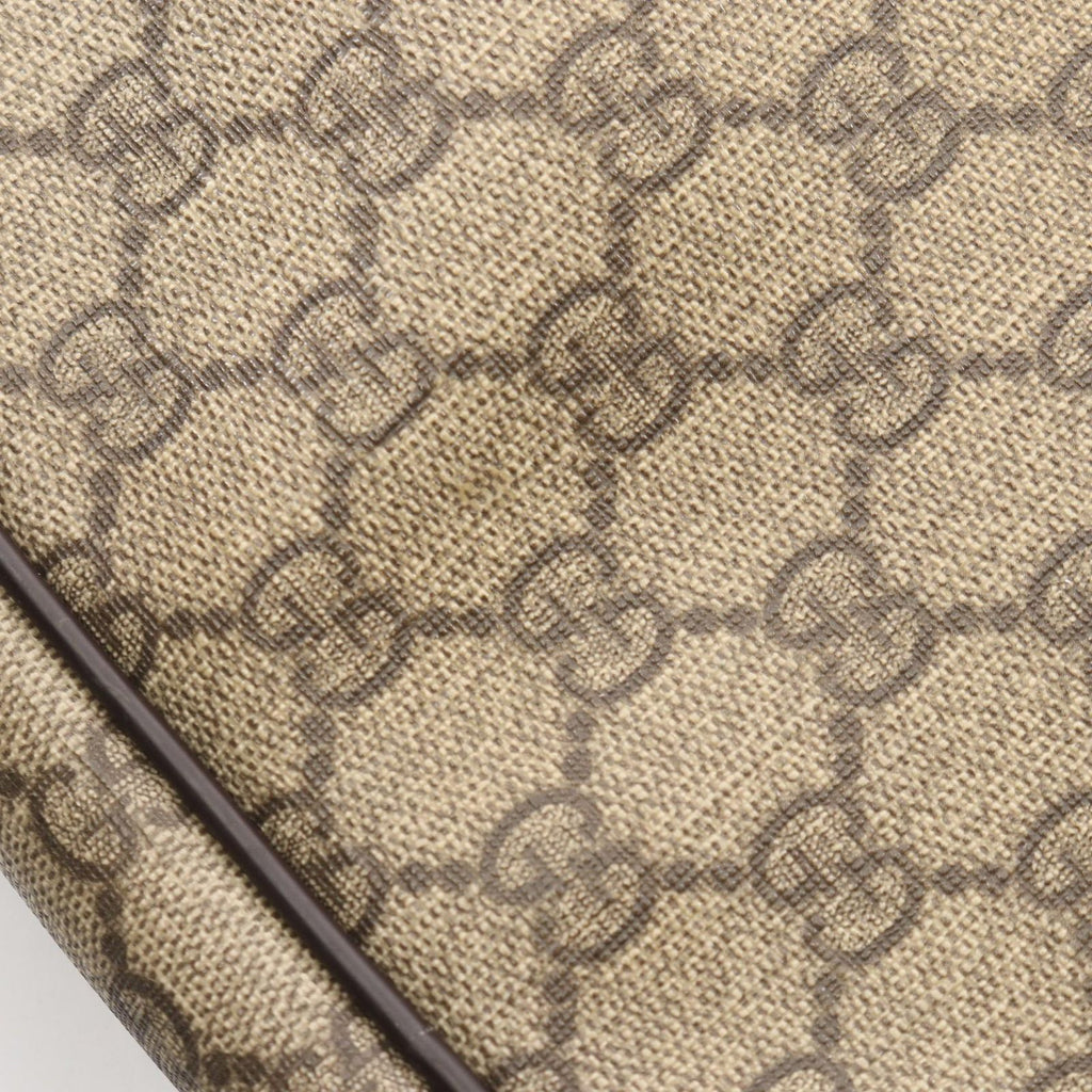 Gucci Shoulder Bag GG Supreme Beige Brown Canvas Leather