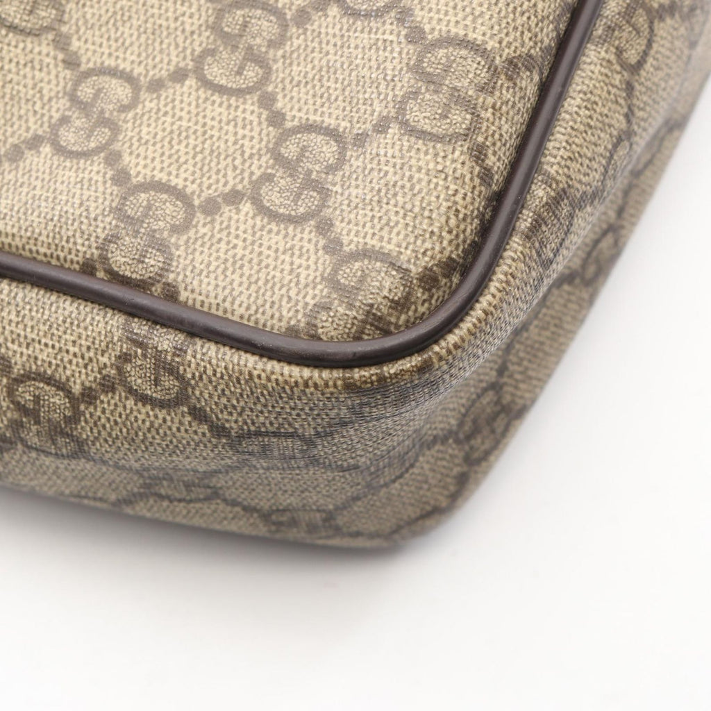 Gucci Shoulder Bag GG Supreme Beige Brown Canvas Leather